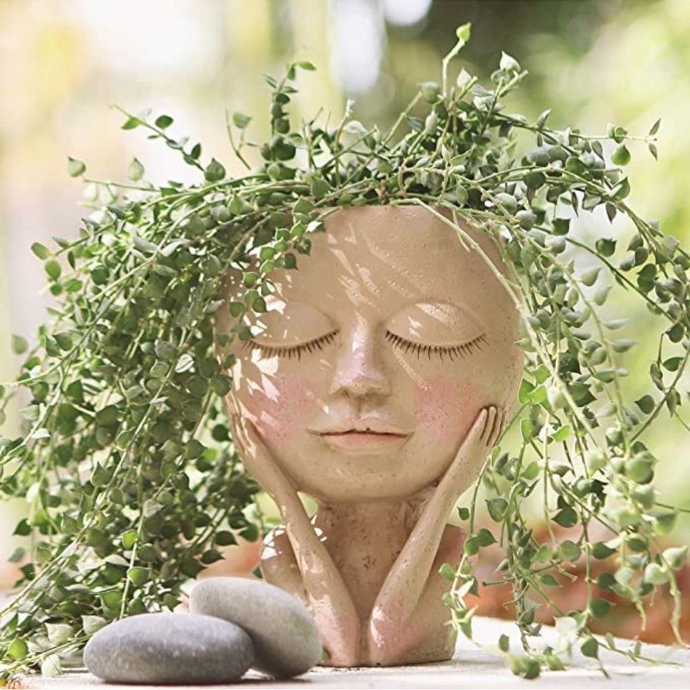 Face Flower Pot Head Planter